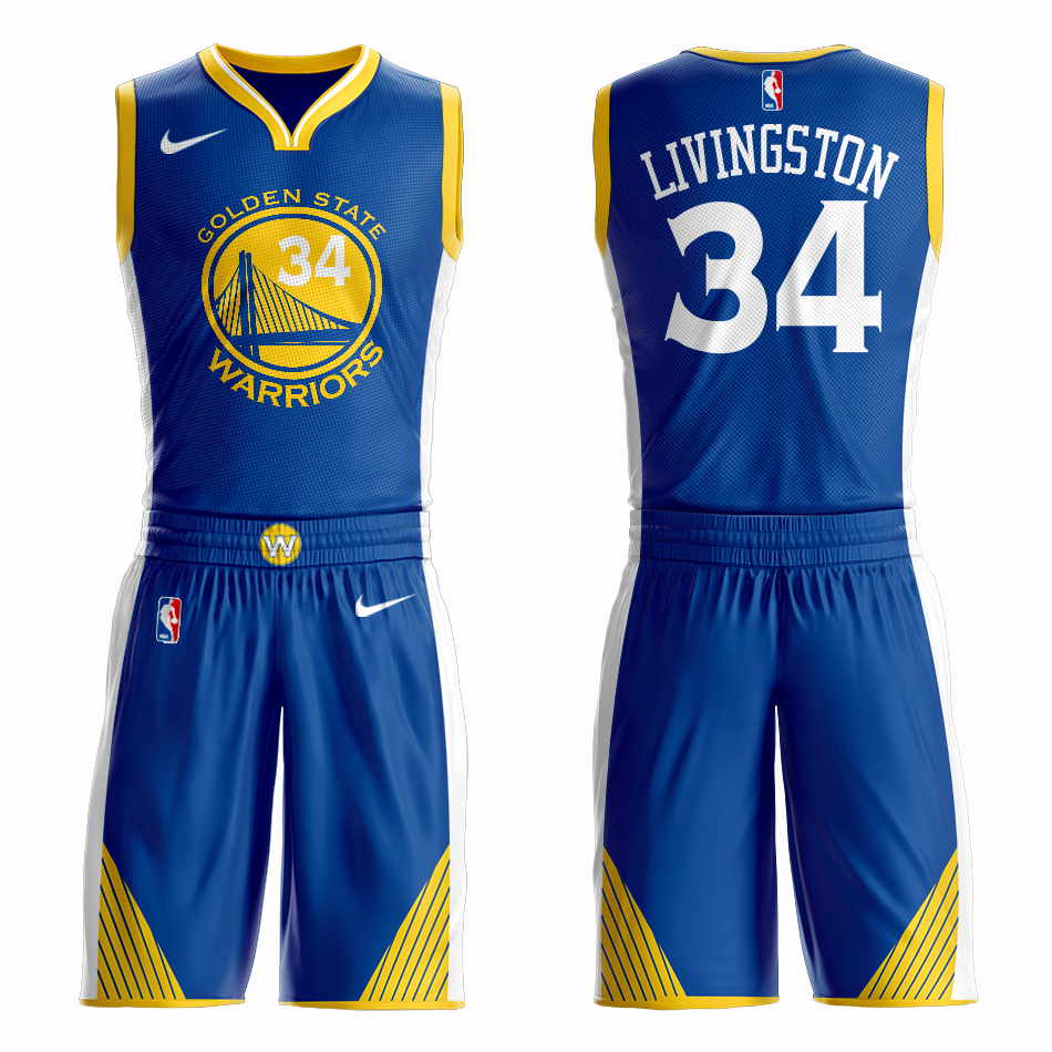 Men 2019 NBA Nike Golden State Warriors #34 Livingston blue Customized jersey